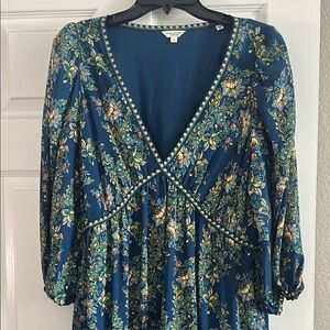 Max Studio Floral Maxi Dress - Blue and Green